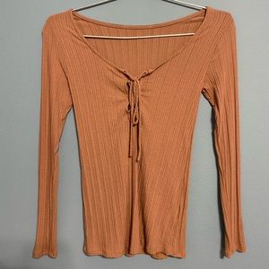 Tops - Tie Front Form Fitting Tee Tops - Tie Front Form Fitting Tee